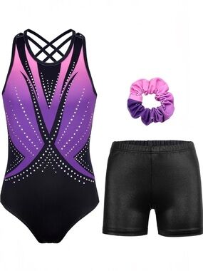 Modafans Leotards Girls Gymnastics Ballet Dance Athletic W/ Tumbling Shorts 8/9